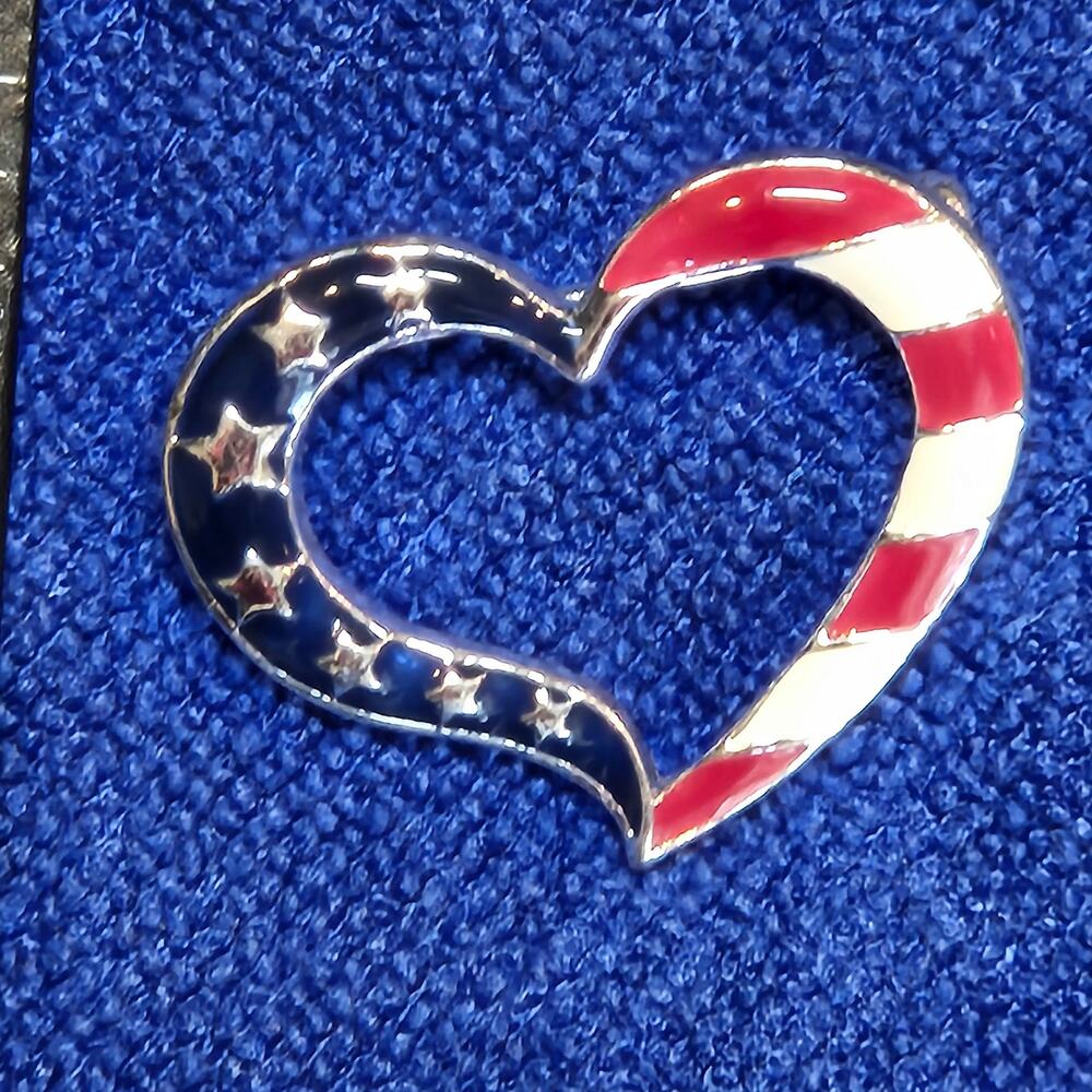 Vintage Avon Patriotic Heart "Stars and Stripes" Enamel Brooch